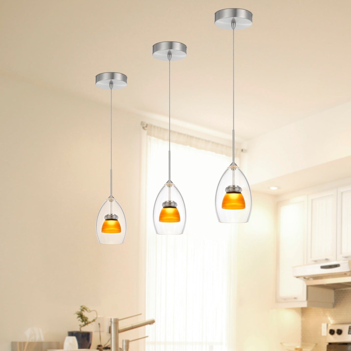 Cal Lighting Integrated Dimmable Led Double Glass Mini Pendant Light 