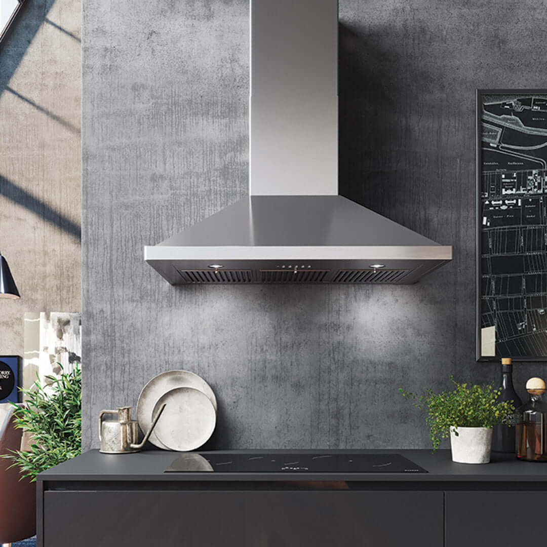 Faber Nova Pro Wall Mount Range Hood With Size Options In Stainless Steel 