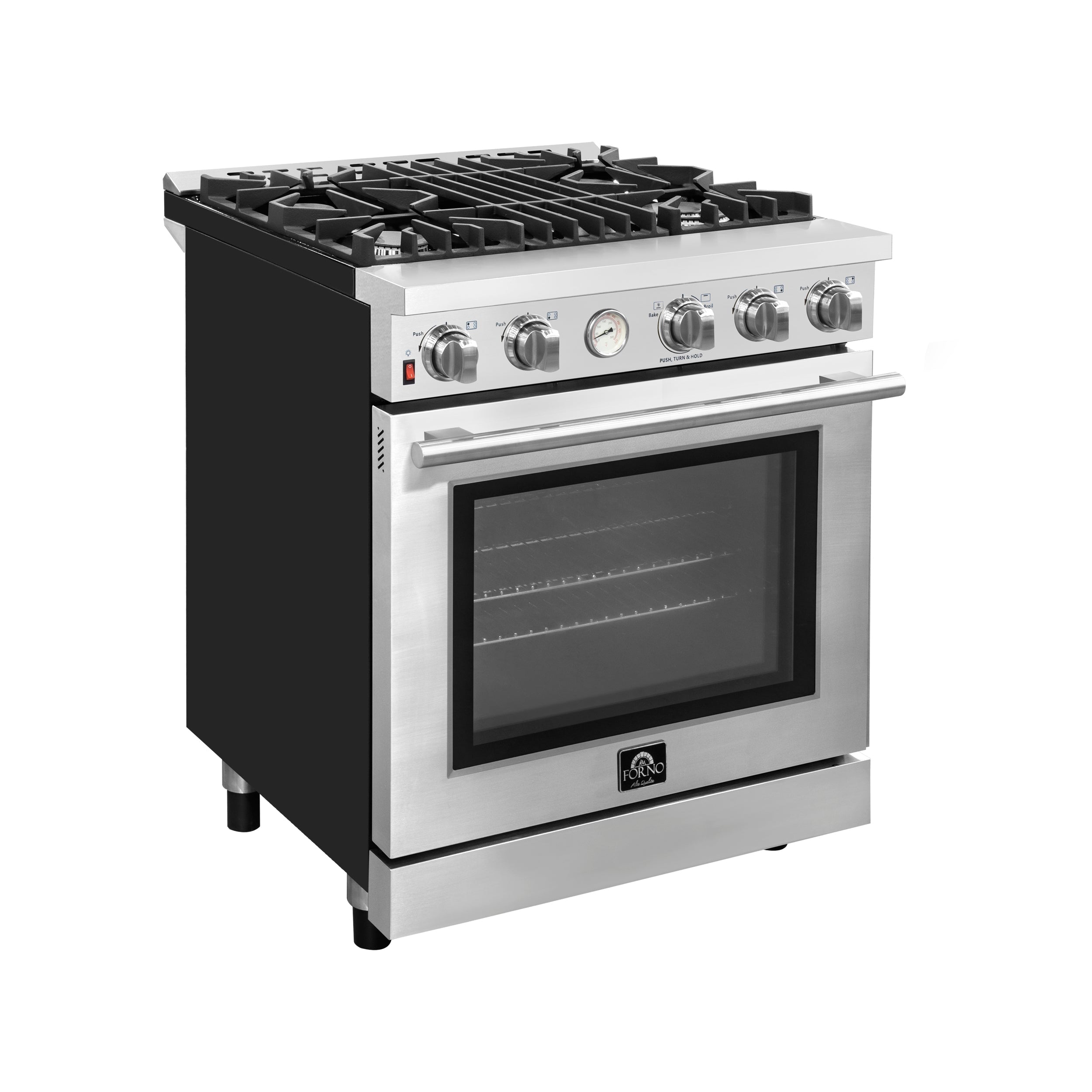 Forno Alta Qualita - 30 in. 4.62 cu. ft. Pro-Style Range with Gas Stove and Gas Oven in Stainless Steel (FFSGS6228-30S) Left Side View