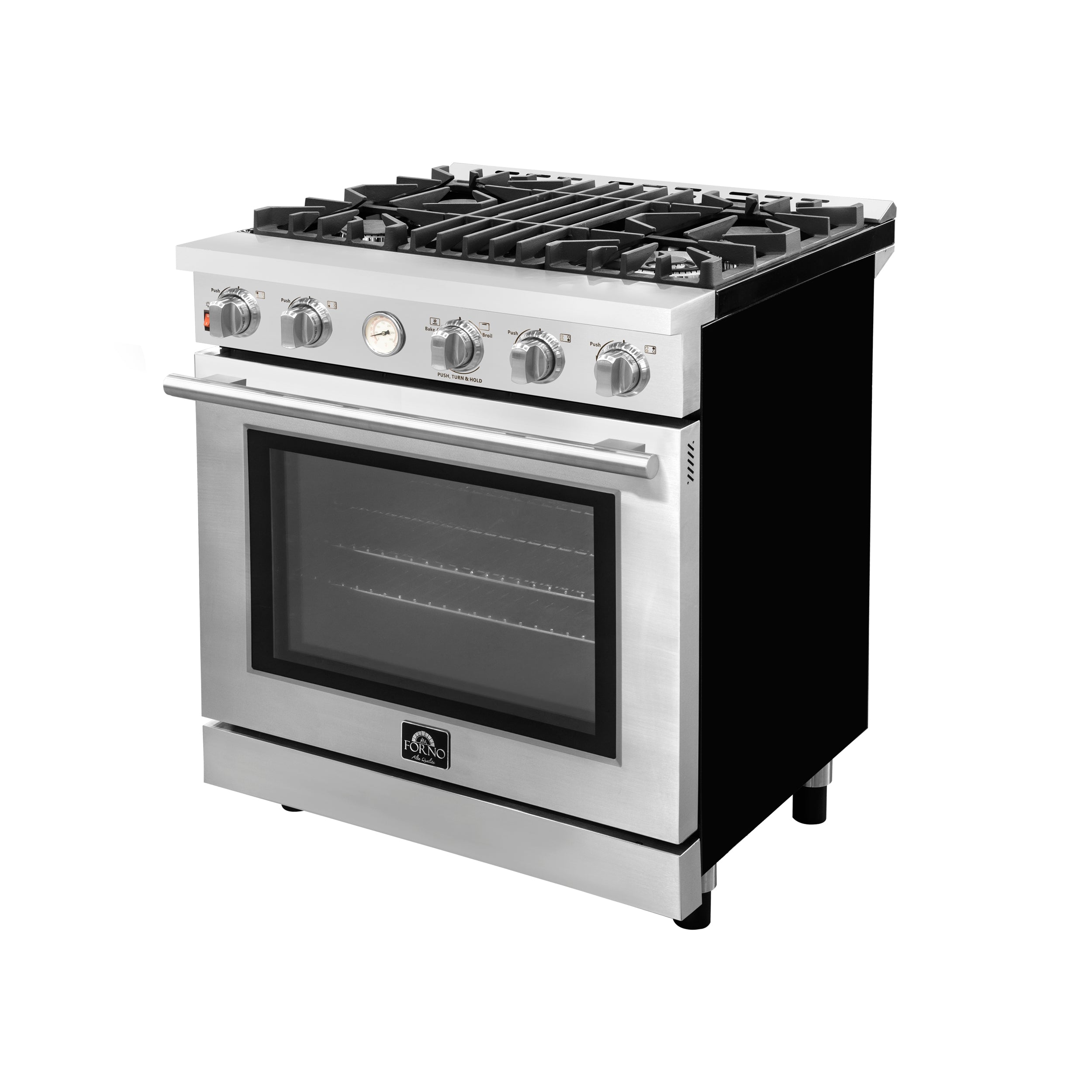 Forno Alta Qualita - 30 in. 4.62 cu. ft. Pro-Style Range with Gas Stove and Gas Oven in Stainless Steel (FFSGS6228-30S) Right Side View