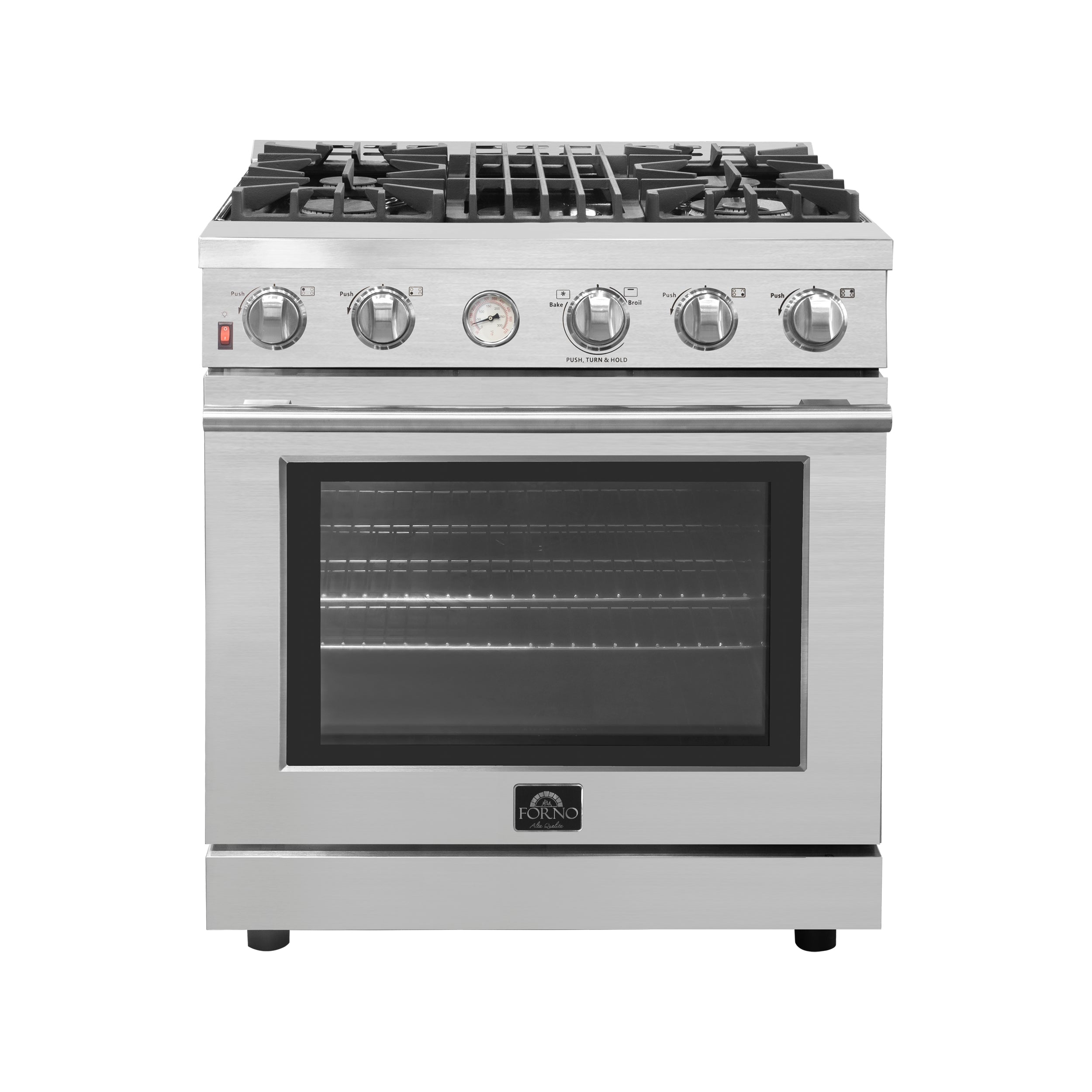 Forno Alta Qualita - 30 in. 4.62 cu. ft. Pro-Style Range with Gas Stove and Gas Oven in Stainless Steel (FFSGS6228-30S)