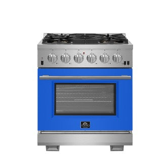 Forno Capriasca - 30 in. 4.32 cu. ft. Professional Range with Gas Stove and Gas Oven in Stainless Steel (FFSGS6260-30)-Red Door