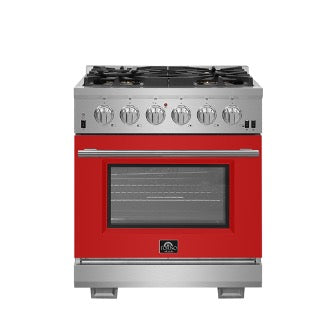 Forno Capriasca - 30 in. 4.32 cu. ft. Professional Range with Gas Stove and Gas Oven in Stainless Steel (FFSGS6260-30)-Blue Door