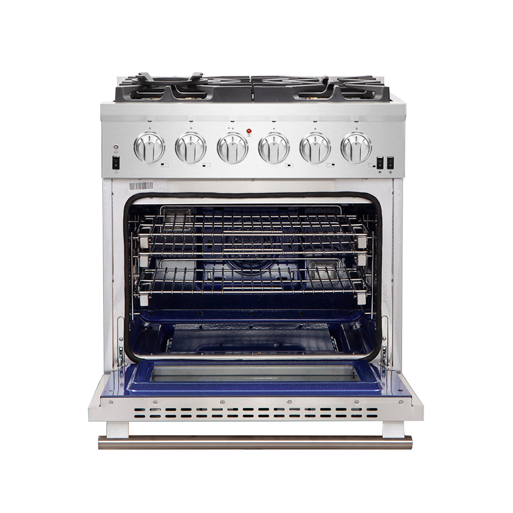 Forno Capriasca - 30 in. 4.32 cu. ft. Professional Range with Gas Stove and Gas Oven in Stainless Steel (FFSGS6260-30)-