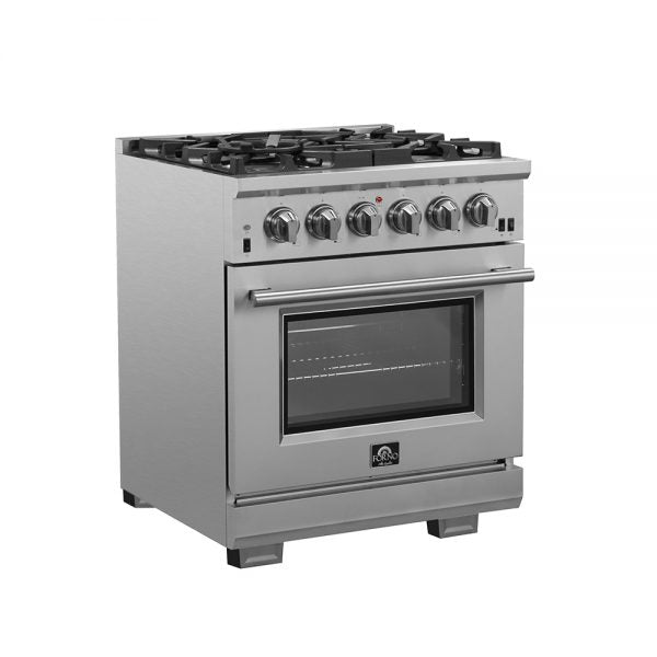Forno Capriasca - 30 in. 4.32 cu. ft. Professional Range with Gas Stove and Gas Oven in Stainless Steel (FFSGS6260-30)-