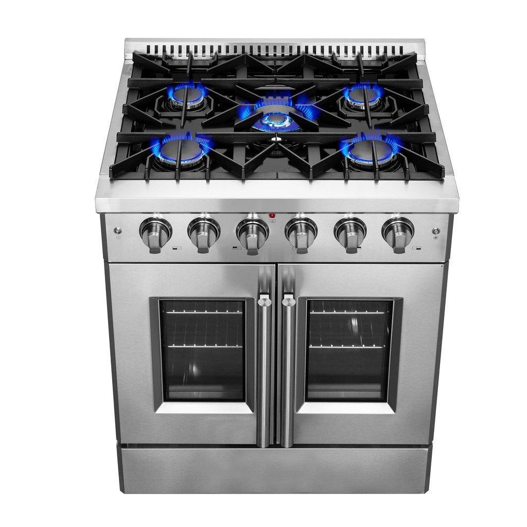 Forno Galiano 30 in. 4.32 cu. ft. French Door Freestanding All Gas Range in Stainless Steel (FFSGS6444-30)-