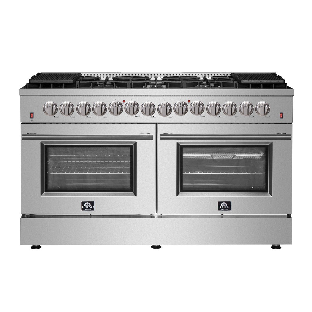 Forno Galiano - 60 in. 8.64 cu. ft Gold Professional Freestanding Dual Fuel Range in Stainless Steel (FFSGS6156-60)-