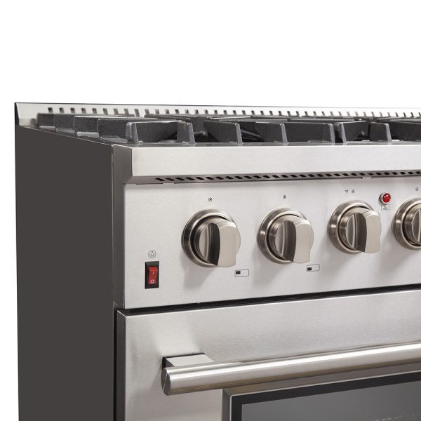 Forno Galiano Gold Professional - 36 in. 5.36 cu. ft. Freestanding Dual Fuel Range with Gas Stove and Electric Oven in Stainless Steel (FFSGS6156-36)