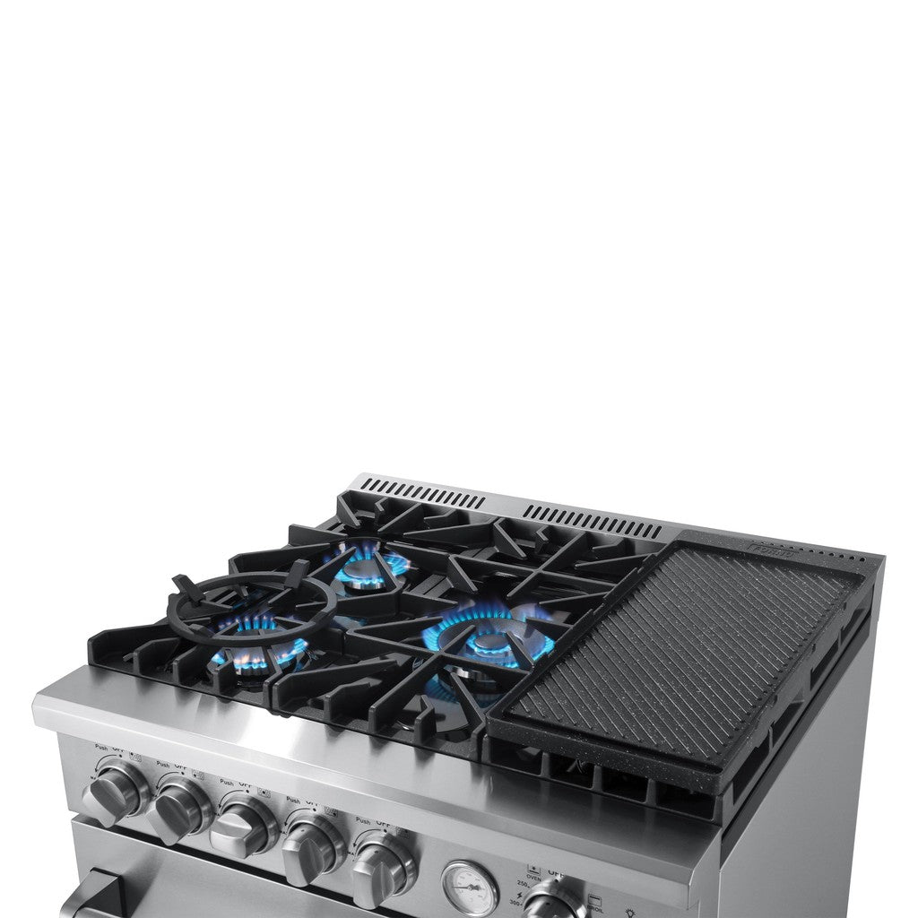 Forno Lazio - 30 in. 4.23 cu. ft. All Gas Range with 5 Sealed Burner, Air Fryer Basket, and Griddle in Stainless Steel (FFSGS6276-30) Gas Burners Activated