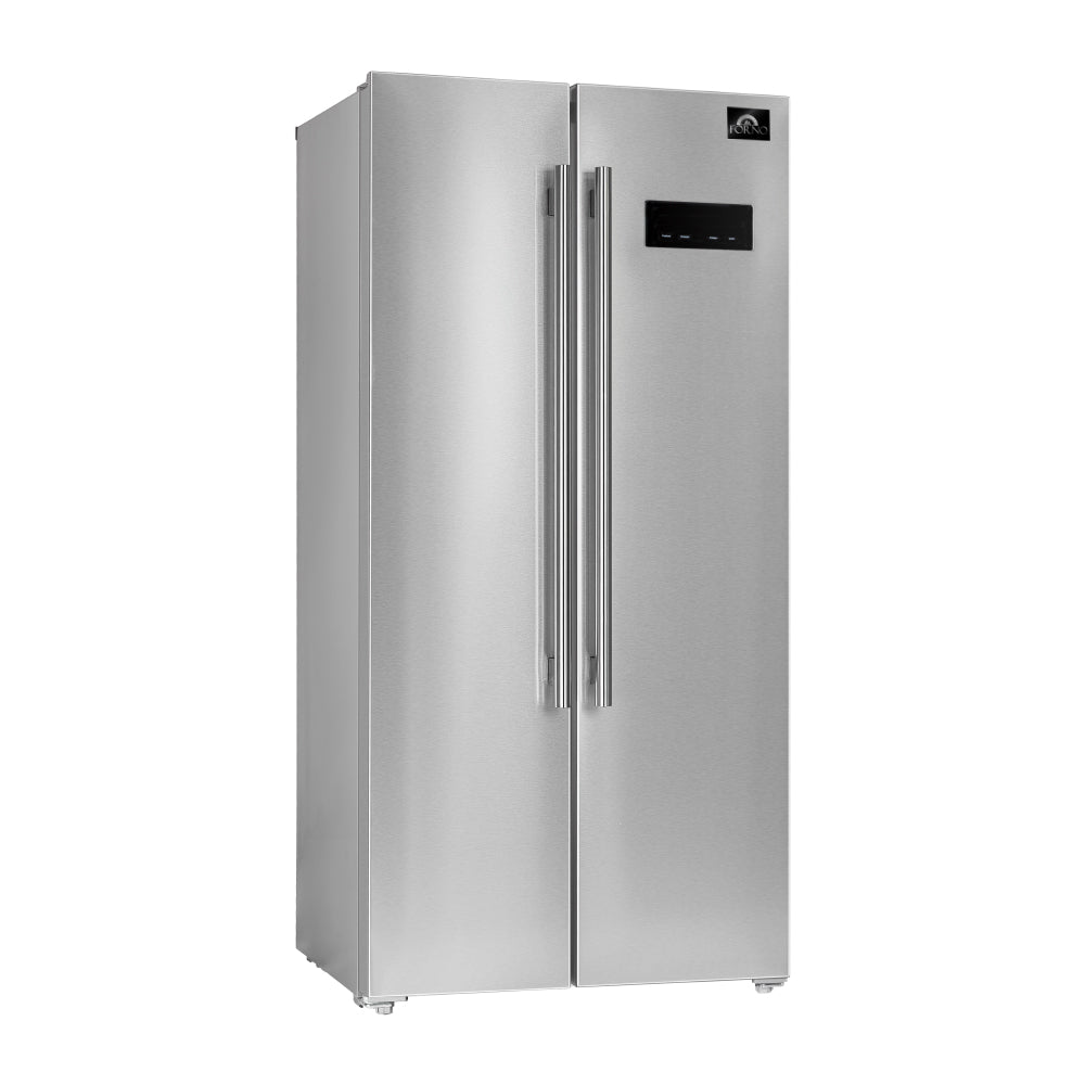 Forno Salerno - 33 in. 15.6 cu. ft. Side by Side Counter Depth Refrigerator in Stainless Steel (FFRBI1805-33SB)-