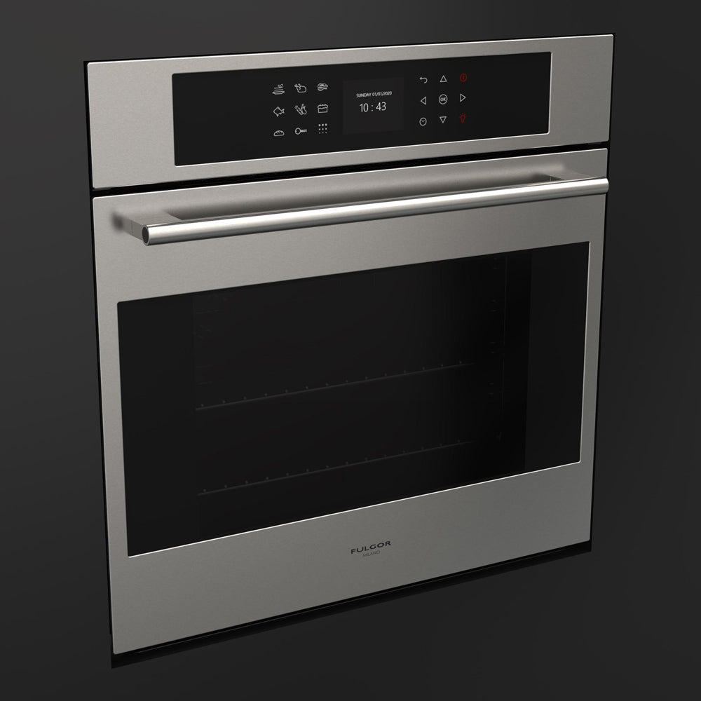Fulgor Milano 24 in. Electric Single Wall Oven with Self Clean and Convection in Stainless Steel (F7SP24S1)-