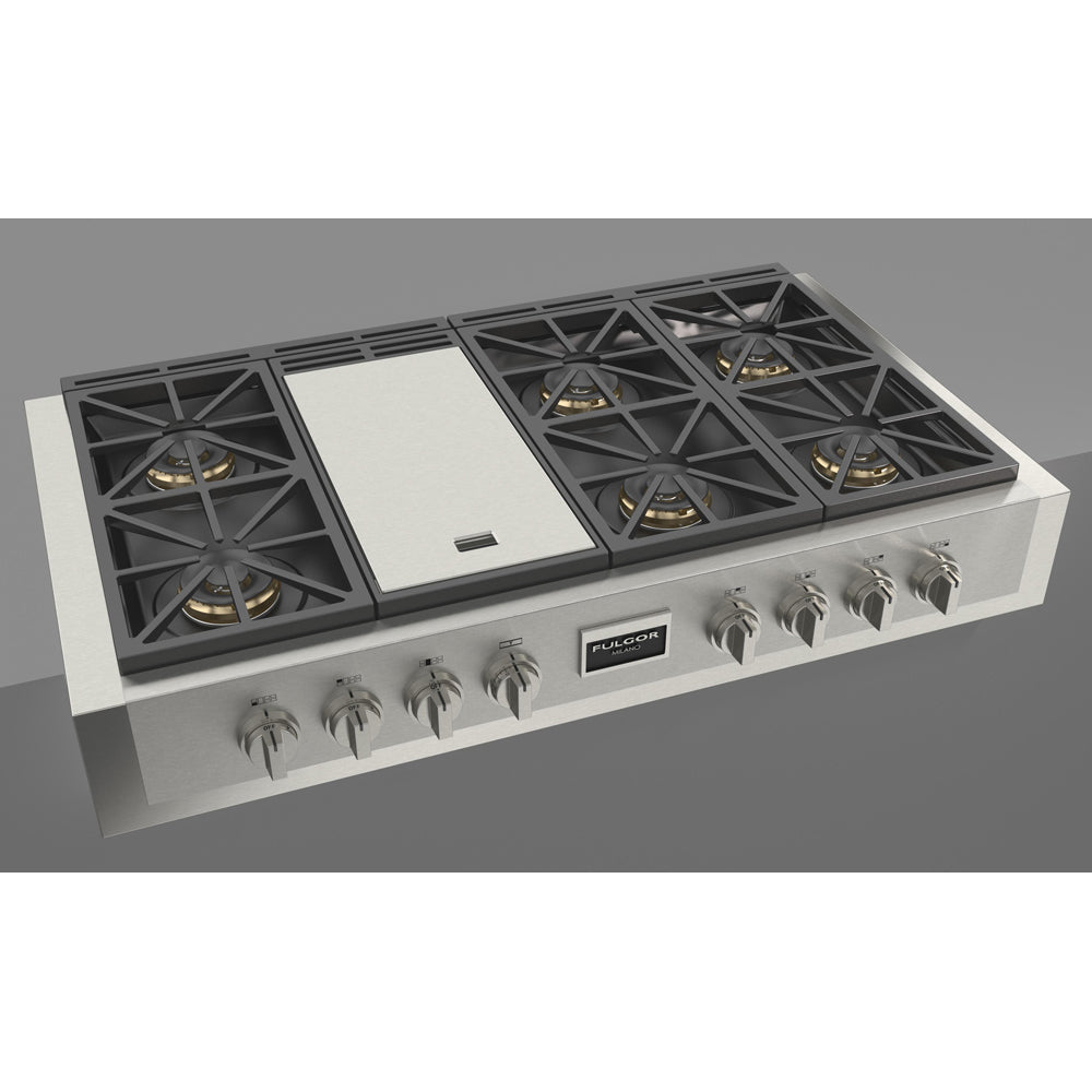 Fulgor Milano 48 in. 600 Professional Series All Gas Range Top (F6GRT486GS1)-