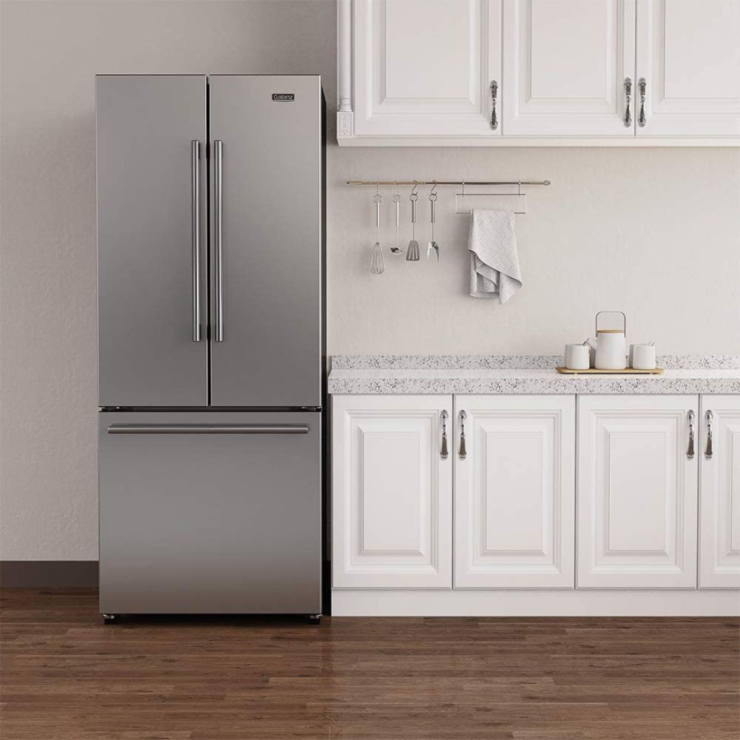 Galanz 28 in. 16 Cu. Ft. 3-Door French Door Refrigerator with Ice Maker In Stainless Steel (GLR16FS2K16)
