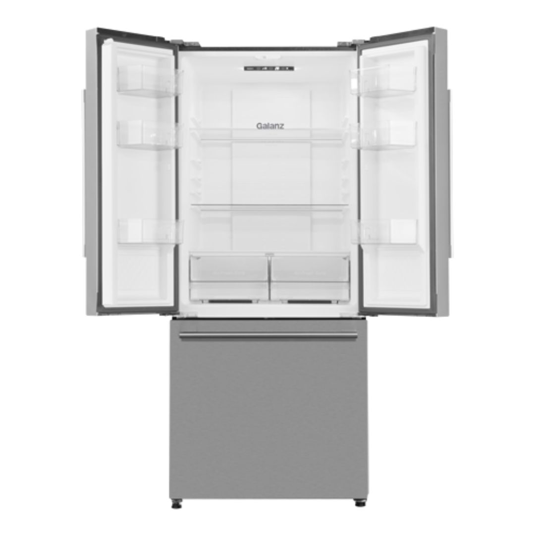 Galanz 28 in. 16 Cu. Ft. 3-Door French Door Refrigerator with Ice Maker In Stainless Steel (GLR16FS2K16) 