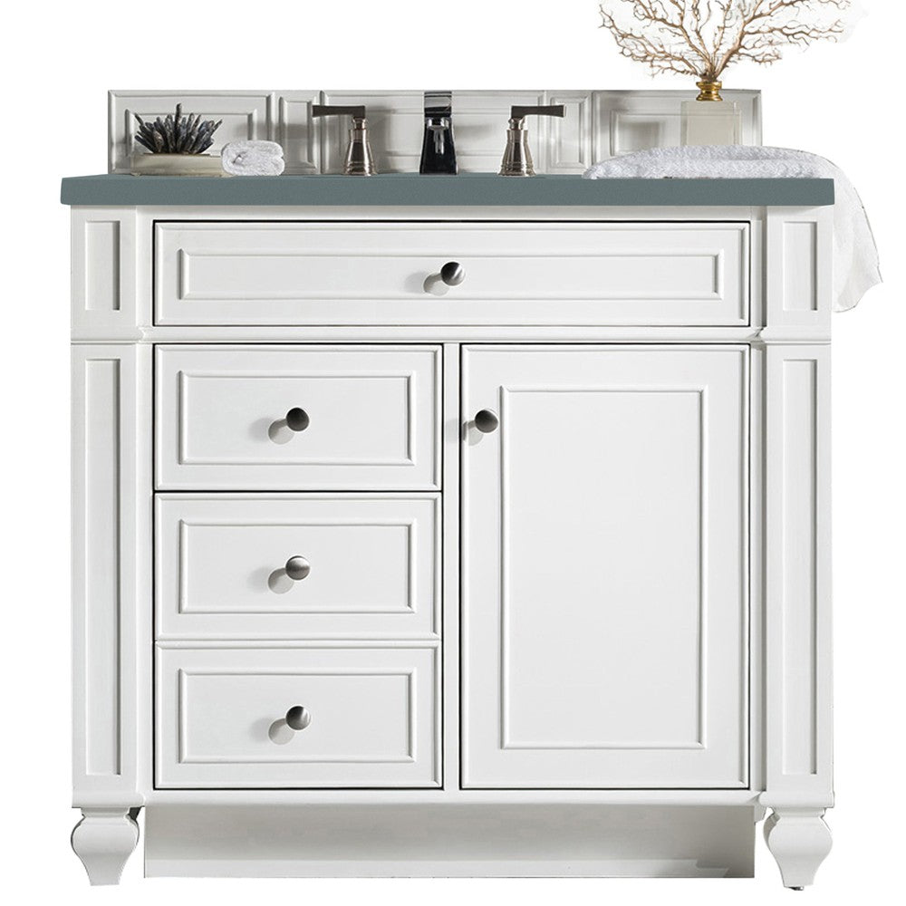 James Martin Vanities Bristol Collection 36 in. Single Vanity in Bright White with Countertop Options Cala Blue Quartz