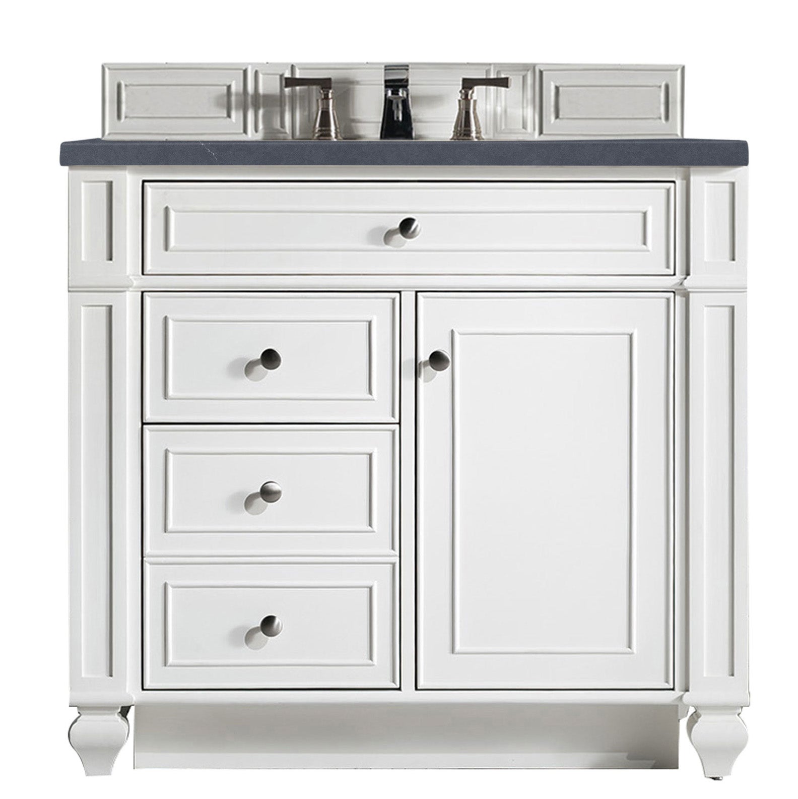 James Martin Vanities Bristol Collection 36 in. Single Vanity in Bright White with Countertop Options Charcoal Soapstone Quartz