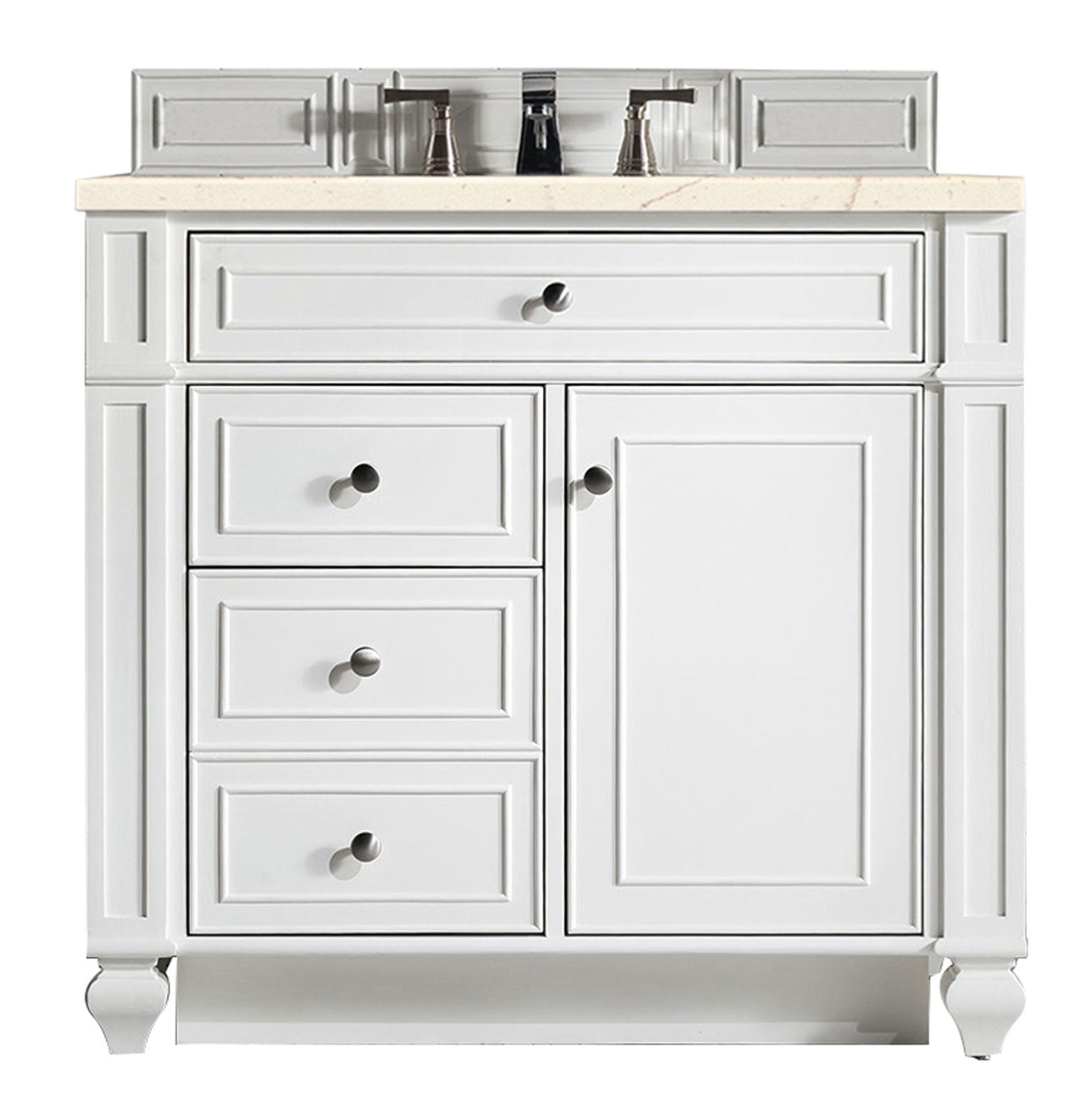 James Martin Vanities Bristol Collection 36 in. Single Vanity in Bright White with Countertop Options Eternal Marfil Quartz