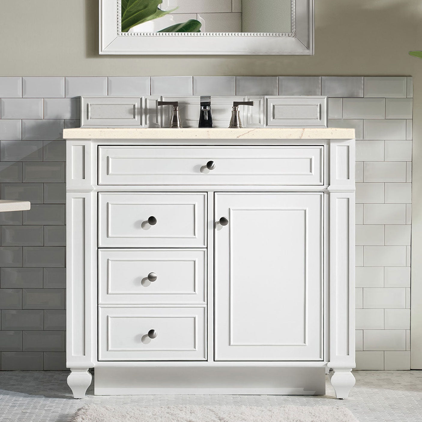 James Martin Vanities Bristol Collection 36 in. Single Vanity in Bright White with Countertop Options