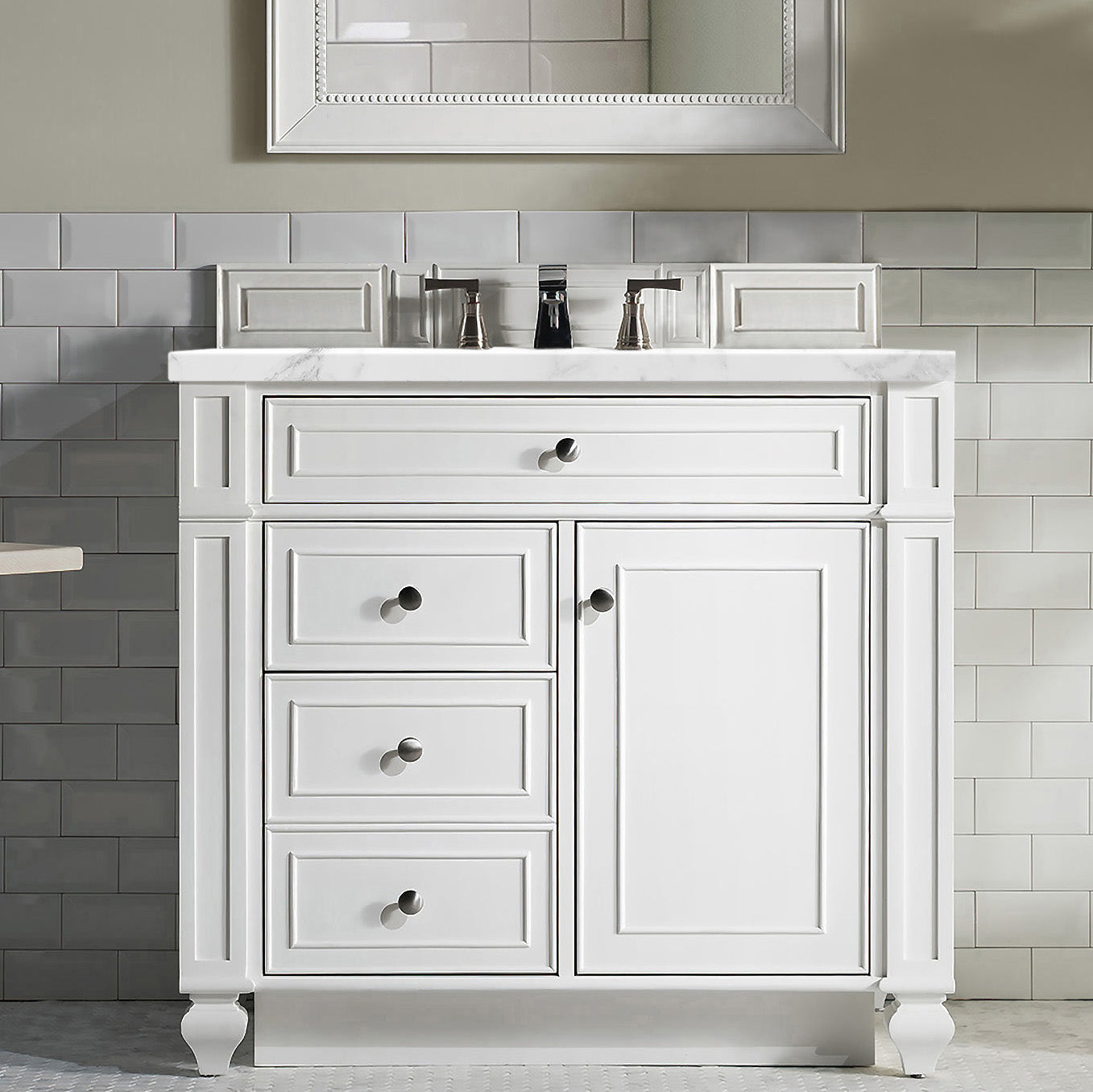 James Martin Vanities Bristol Collection 36 in. Single Vanity in Bright White with Countertop Options 