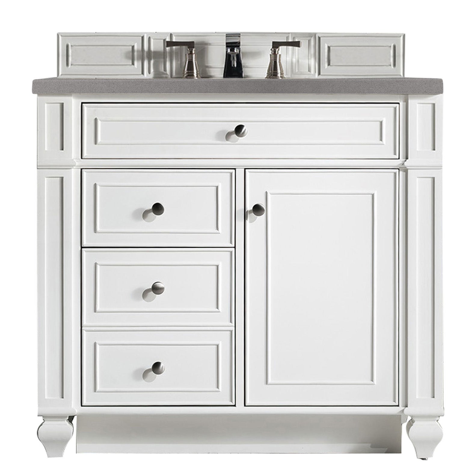 James Martin Vanities Bristol Collection 36 in. Single Vanity in Bright White with Countertop Options Grey Expo Quartz