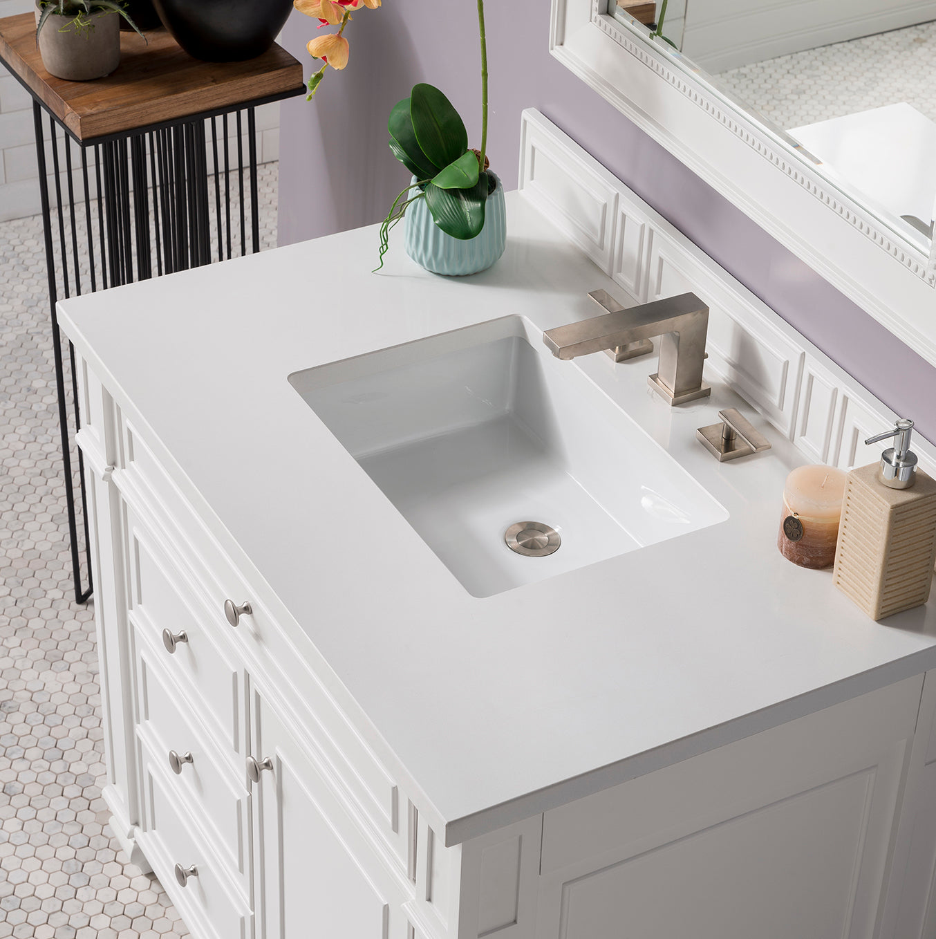 James Martin Vanities Bristol Collection 36 in. Single Vanity in Bright White with Countertop Options 