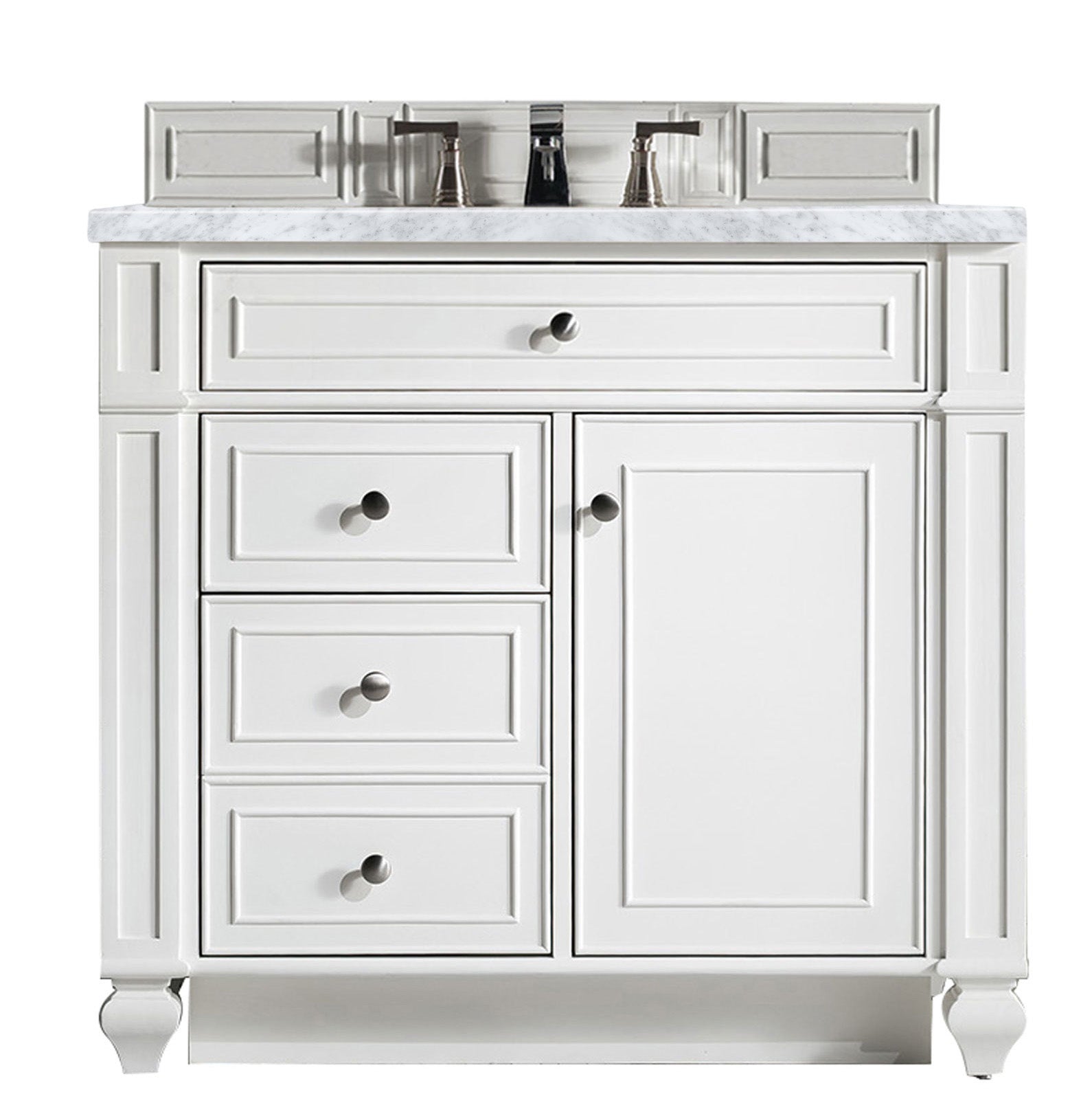 James Martin Vanities Bristol Collection 36 in. Single Vanity in Bright White with Countertop Options Carrara Marble