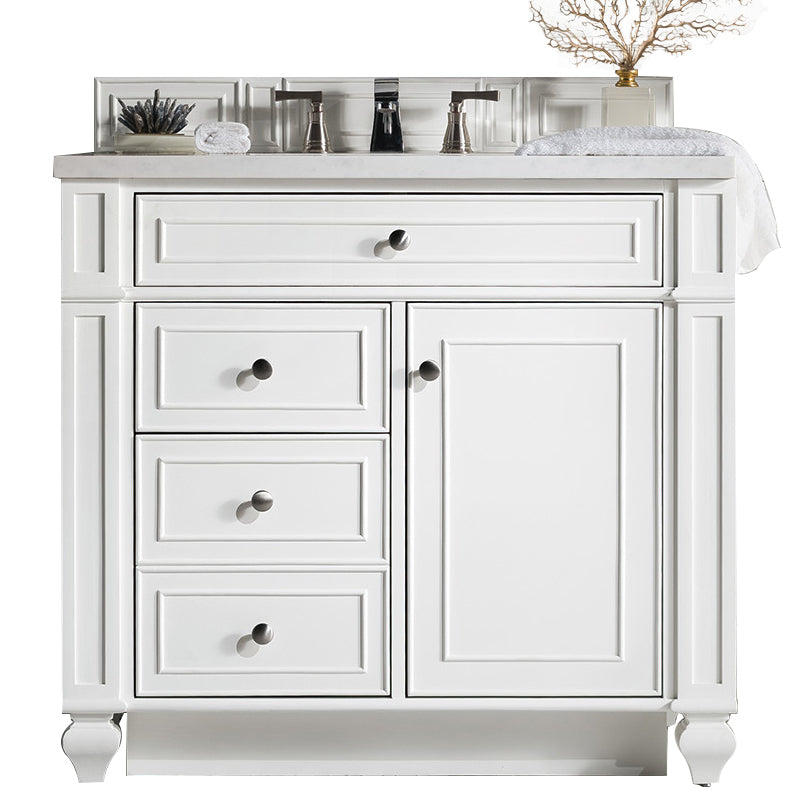 James Martin Vanities Bristol Collection 36 in. Single Vanity in Bright White with Countertop Options Arctic Fall