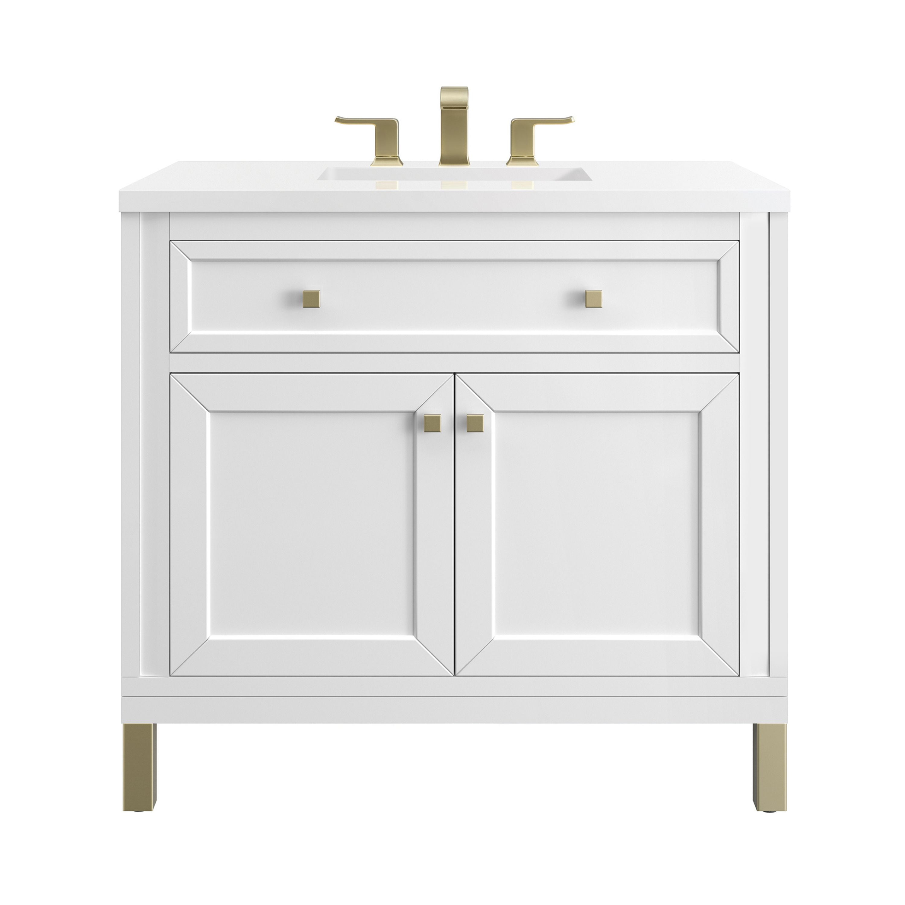 James Martin Vanities Chicago Collection 36 in. Single Vanity in Glossy White with Countertop Options