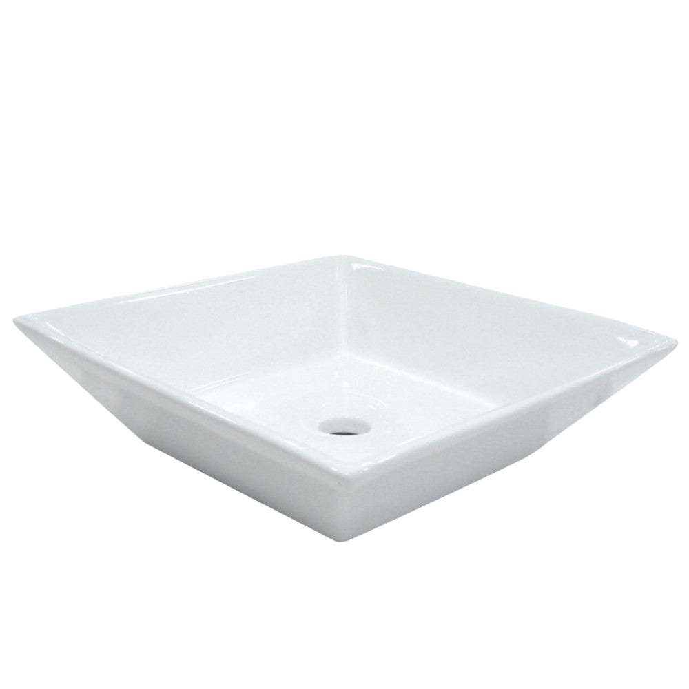 Kingston Brass Artisan Ceramic Square Vessel Sink, White (EV4256) White