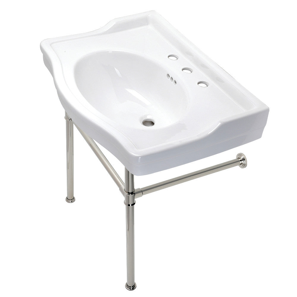 Kingston Brass Victorian 30-Inch Console Sink with Stainless Steel Legs Polished Nickel