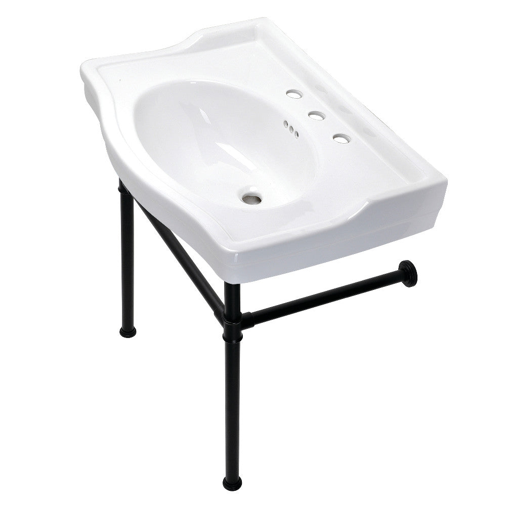 Kingston Brass Victorian 30-Inch Console Sink with Stainless Steel Legs Matte Black
