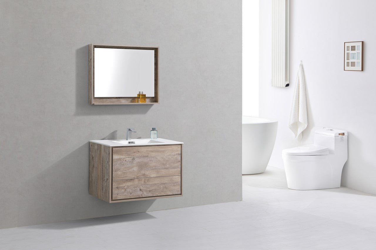 KubeBath 36 in. De Lusso Wall Mount Modern Bathroom Vanity With Color Options