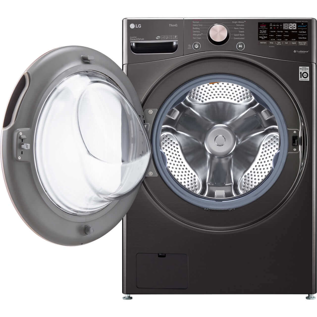 LG 27 In. 4.5-Cu. Ft. Front Load Washer with Steam Technology in Black Steel (WM4000HBA)