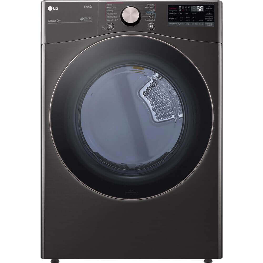 LG 27 In. 7.4-Cu. Ft. Front Load Electric Dryer with TurboSteam and Built-In Intelligence in Black Steel (DLEX4000B)