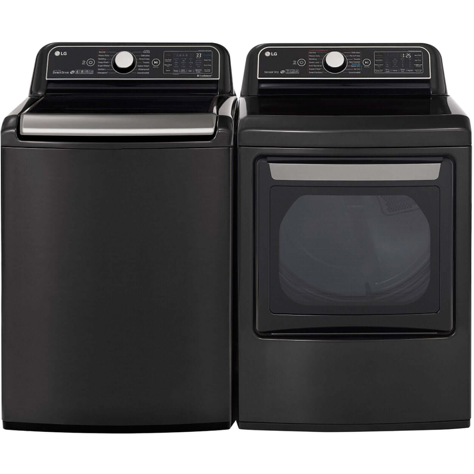 LG 27 Inch Smart wi-fi Enabled Electric Dryer with TurboSteam In Black Steel 7.3 cu. ft. (DLEX7900BE)