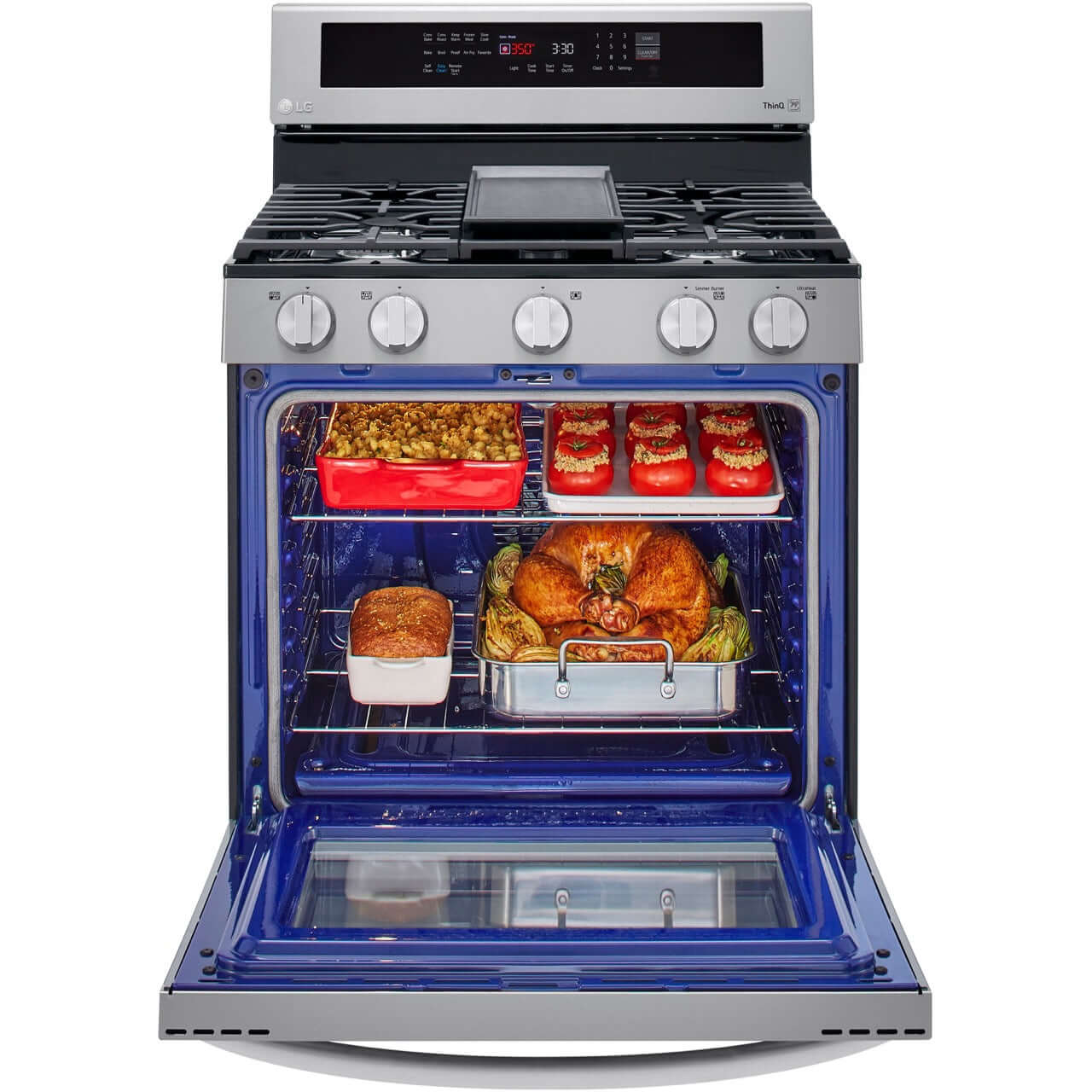 LG 5.8-Cu. Ft. Gas Convection Smart Range with AirFry and InstaView, Stainless Steel (LRGL5825F)