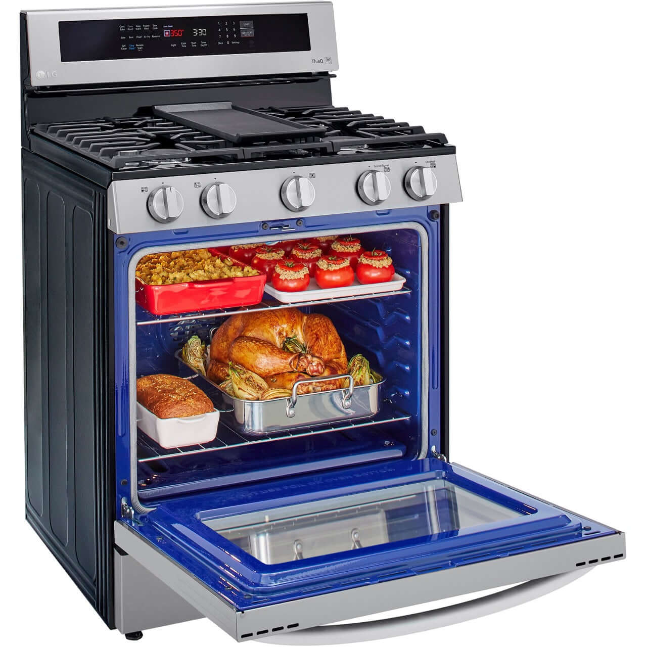 LG 5.8-Cu. Ft. Gas Convection Smart Range with AirFry and InstaView, Stainless Steel (LRGL5825F)