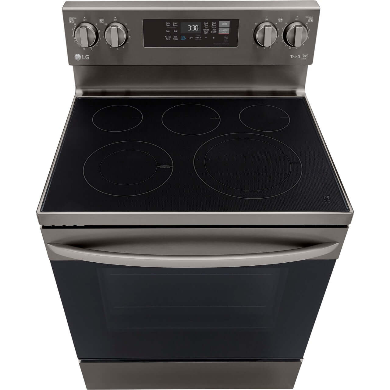 LG 6.3-Cu. Ft. Electric Smart Range with EasyClean and AirFry Black Stainless Steel (LREL6323D)