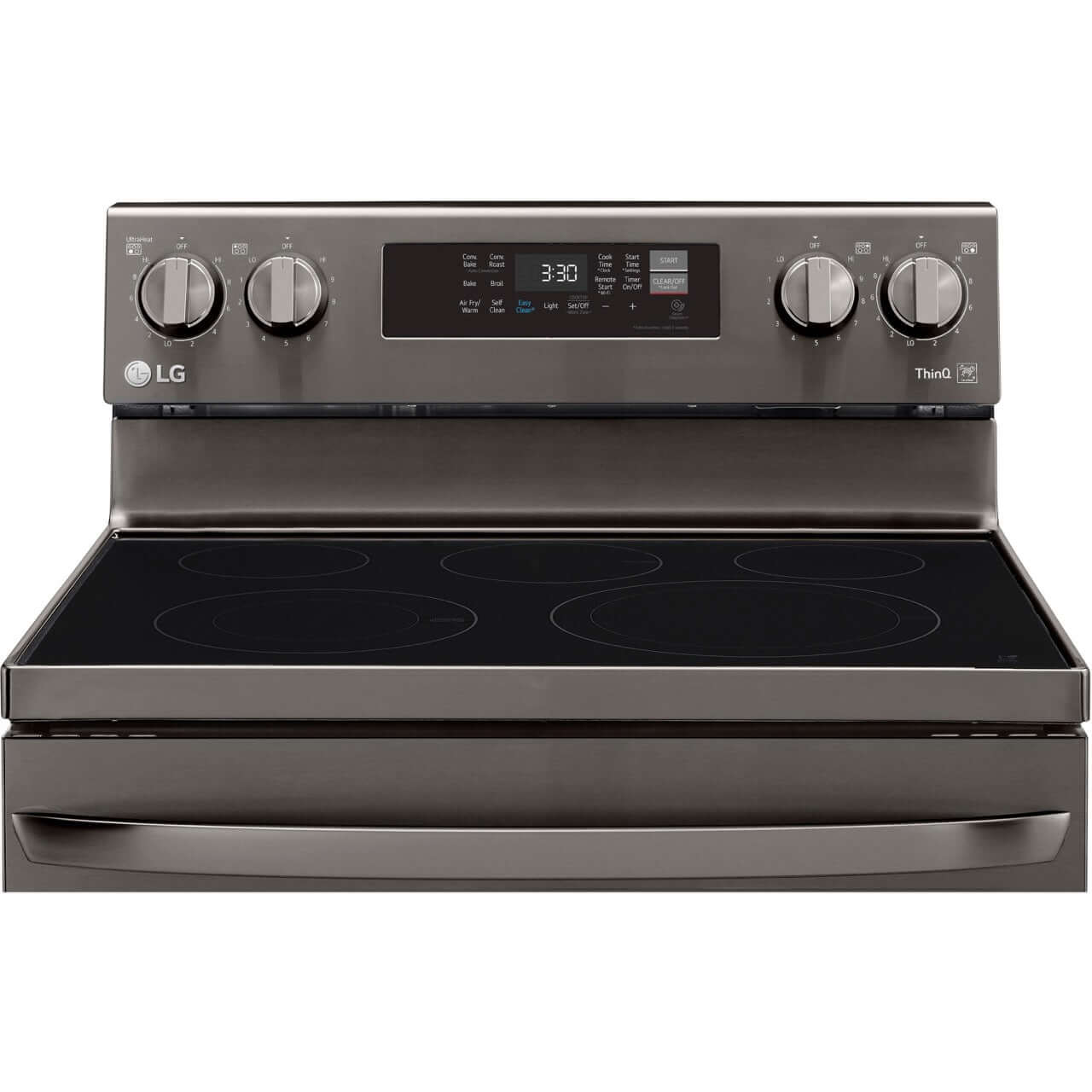 LG 6.3-Cu. Ft. Electric Smart Range with EasyClean and AirFry Black Stainless Steel (LREL6323D)