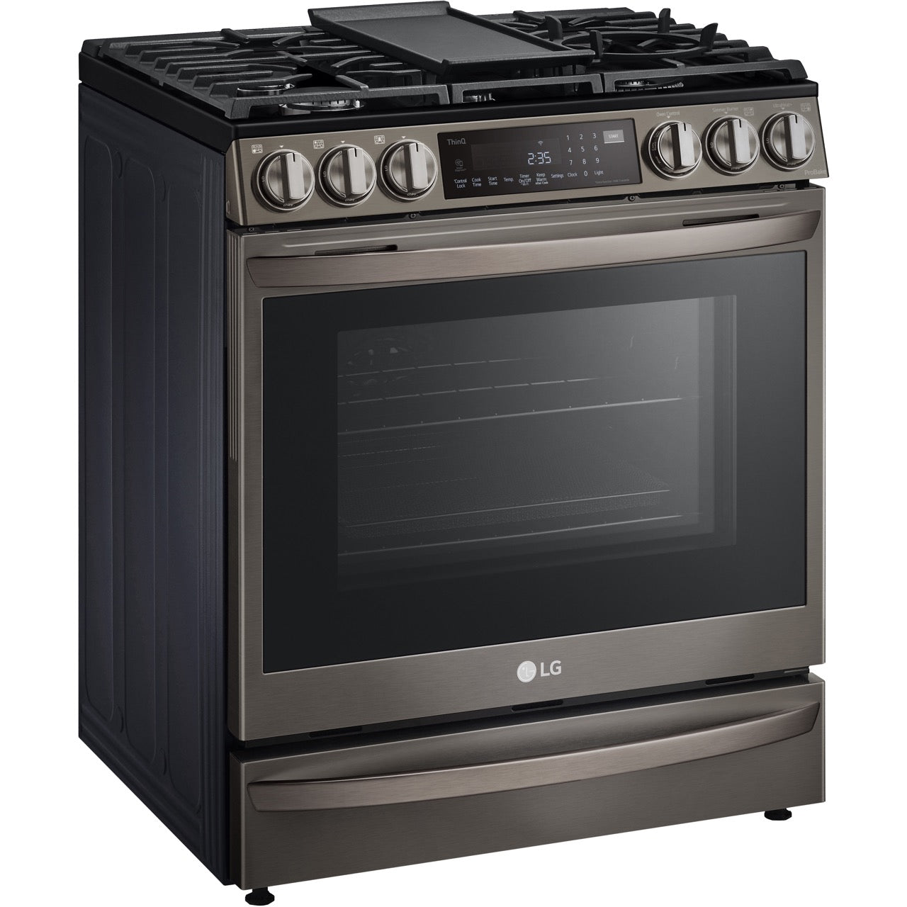 LG 6.3-Cu. Ft. Smart Wi-Fi Enabled ProBake Convection InstaView Gas Slide-in Range with Air Fry, Black Stainless Steel (LSGL6337D)