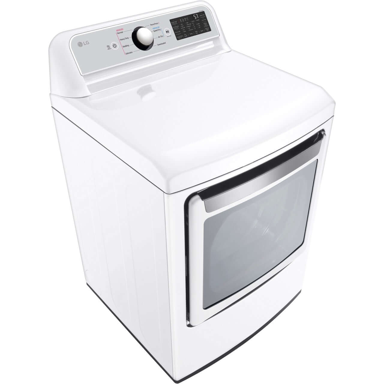 LG 7.3-Cu. Ft. Ultra Large Capacity Smart wi-fi Enabled Rear Control Electric Dryer with EasyLoad Door (DLE7400WE) Overhead Side View