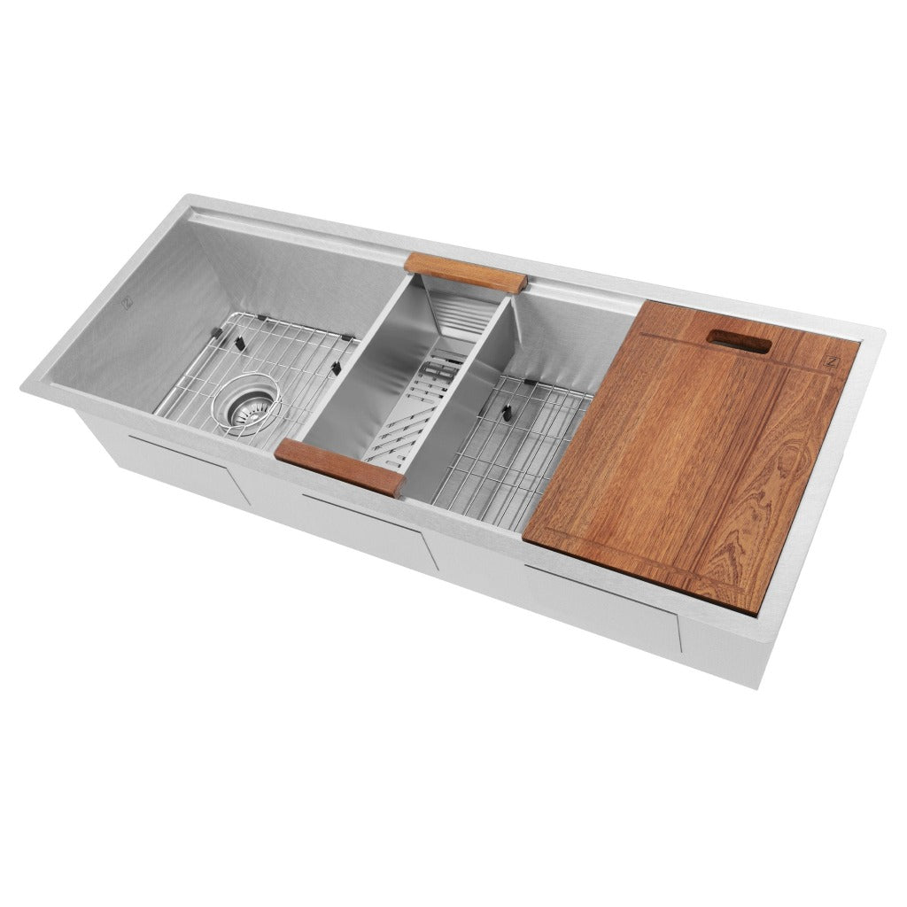 ZLINE 43 in. Garmisch Undermount Single Bowl Kitchen Sink with Bottom Grid and Accessories (SLS-43) DuraSnow®