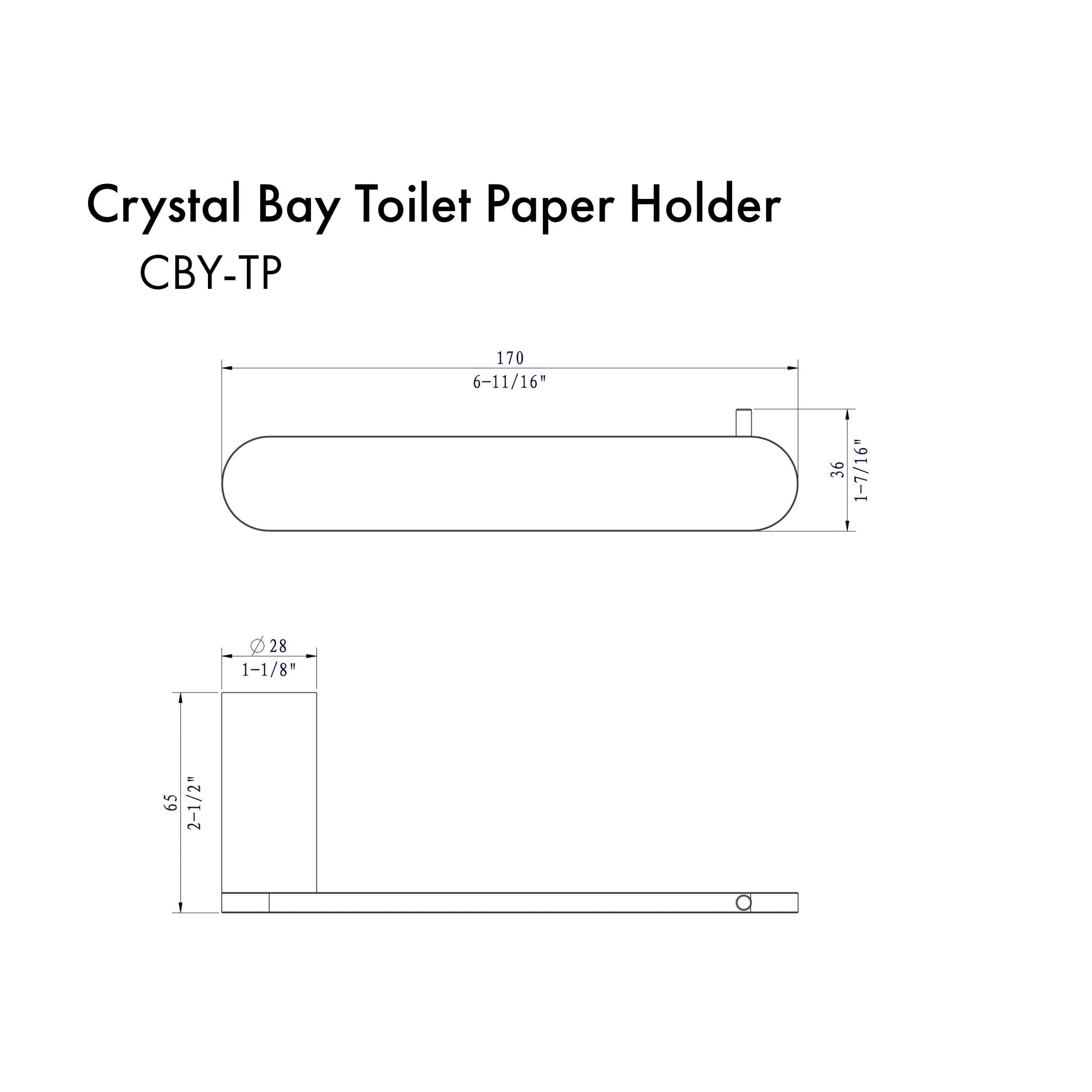 ZLINE Crystal Bay Toilet Paper Holder with Color Options (CBY-TP) dimensional diagram