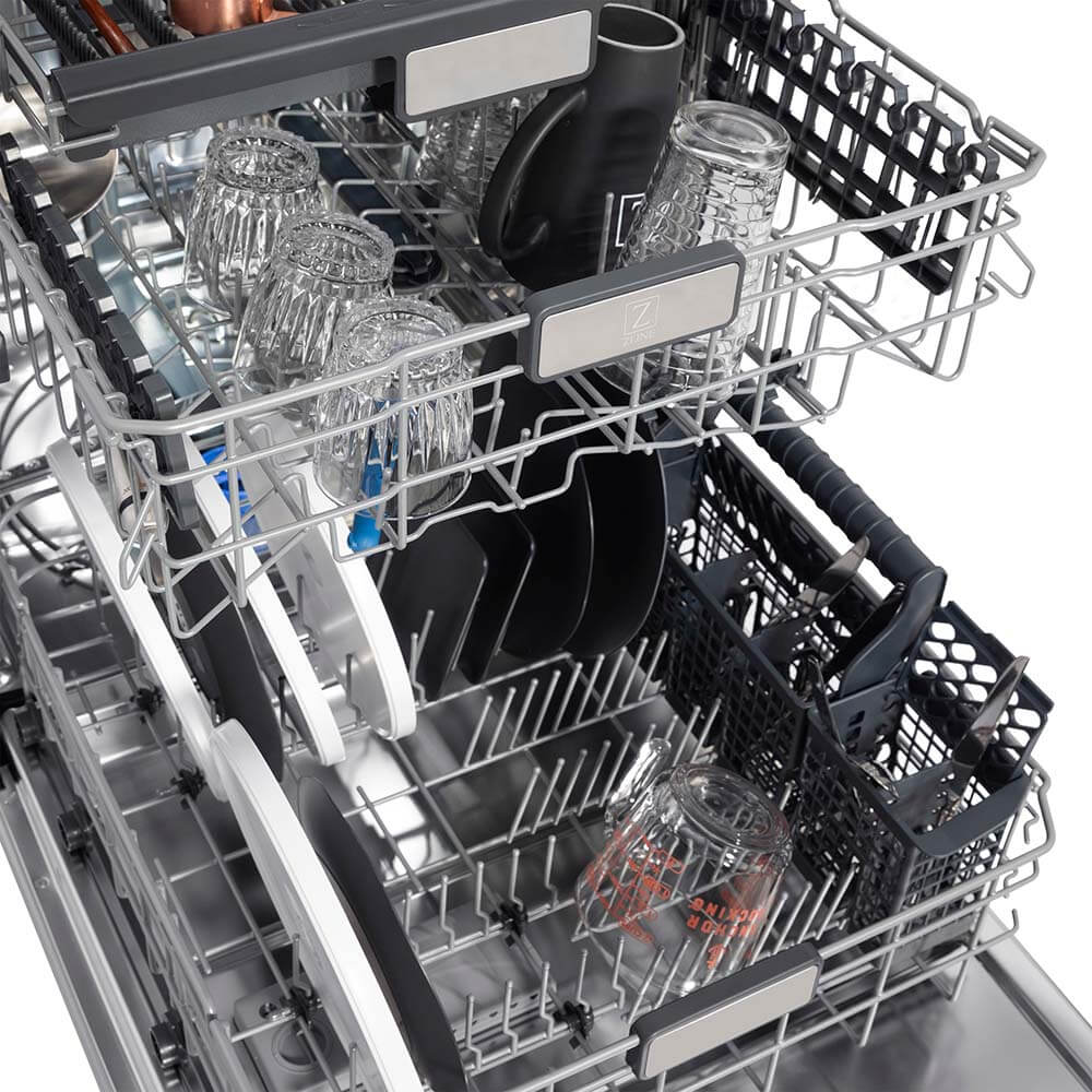 ZLINE 24 in. Monument Dishwasher with DuraSnow Stainless Steel Door (DWMT-SN-24) Accommodates up to 16 place settings with a 3rd rack for utensils