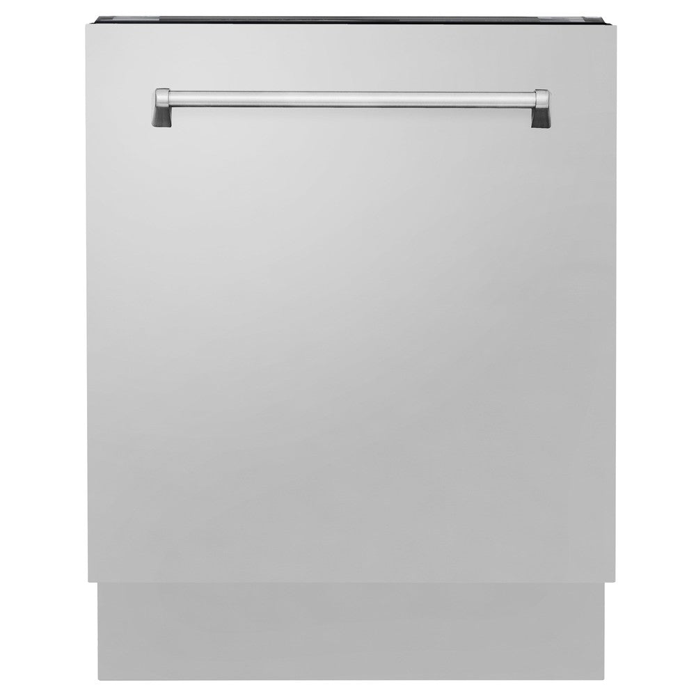 ZLINE 24 in. Tallac Series 3rd Rack Tall Tub Dishwasher in Stainless Steel, 51dBa (DWV-304-24) front, closed.