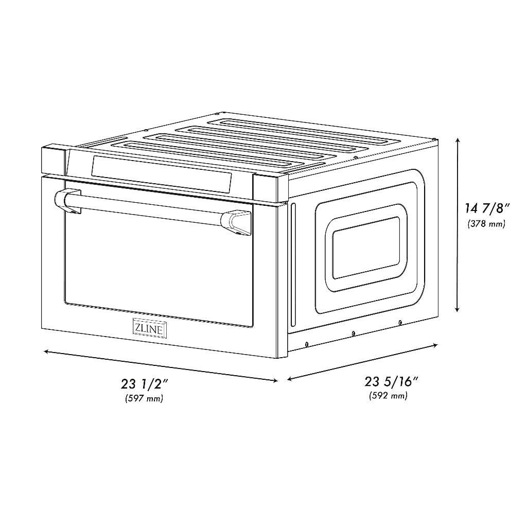 ZLINE 24" Microwave Drawer dimensional diagram.