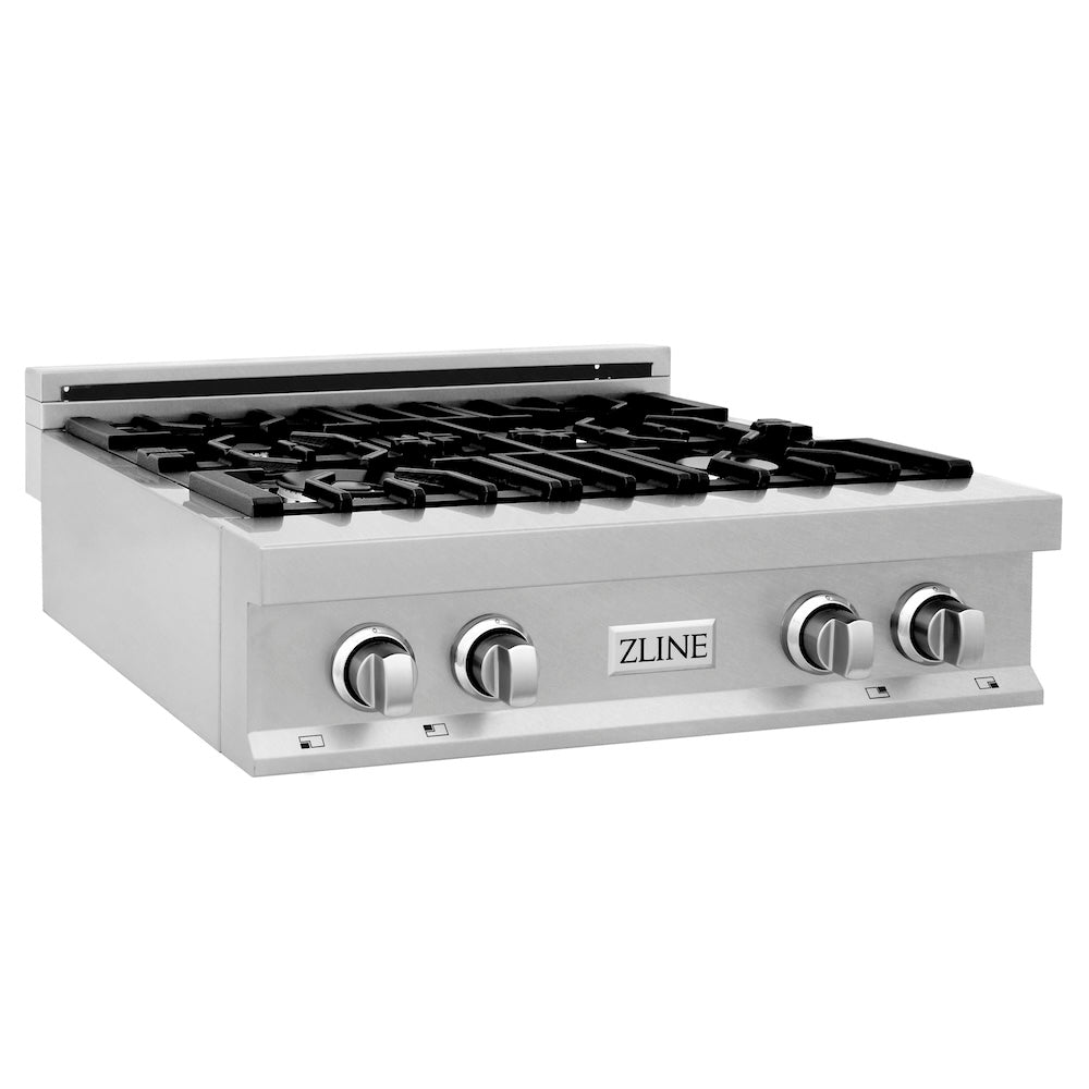 ZLINE 30 in. Porcelain Gas Stovetop in Fingerprint Resistant Stainless Steel with 4 Gas Burners (RTS-30) side, main.