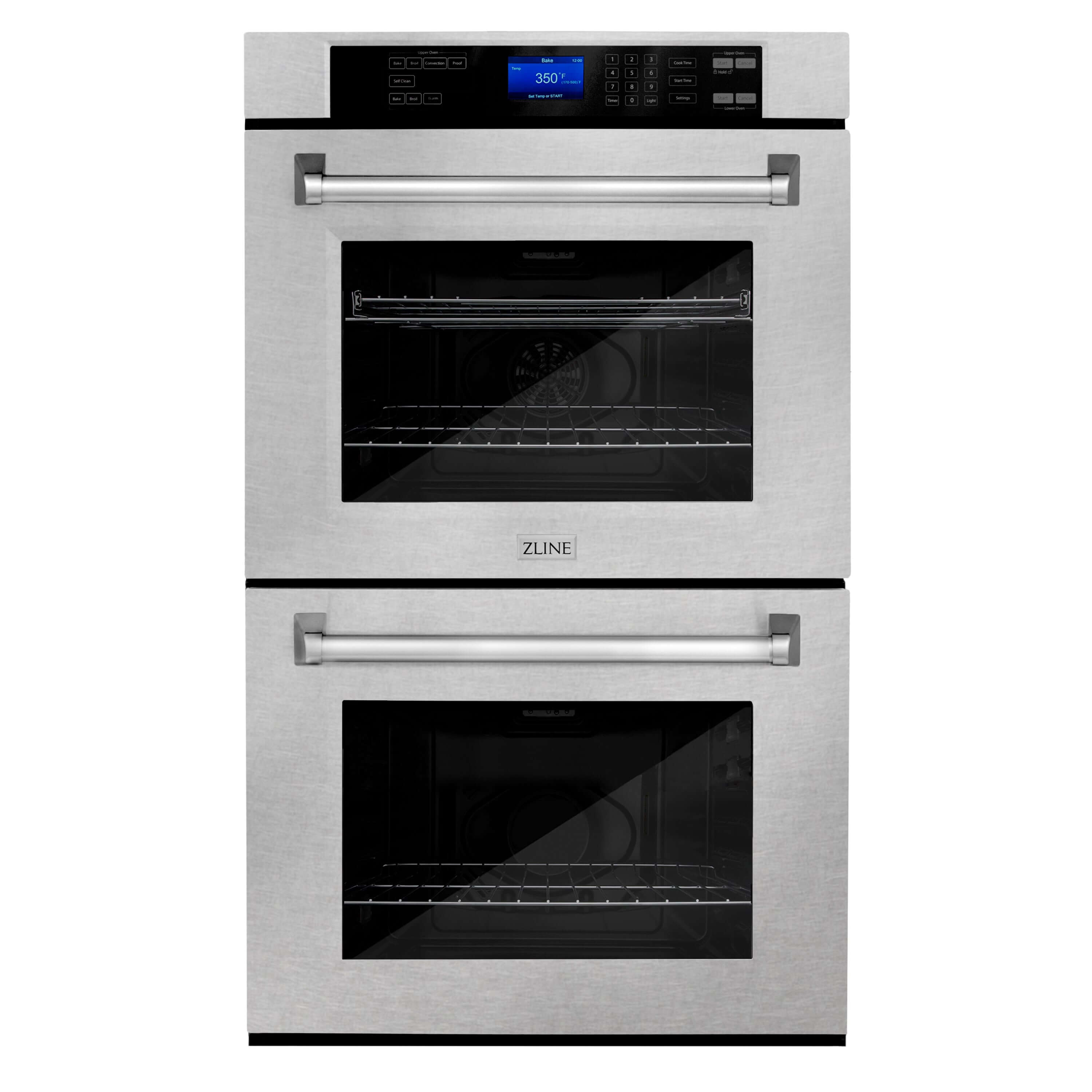 ZLINE 30 in. Professional Electric Double Wall Oven with Self Clean and True Convection in Fingerprint Resistant Stainless Steel (AWDS-30) front, oven closed.