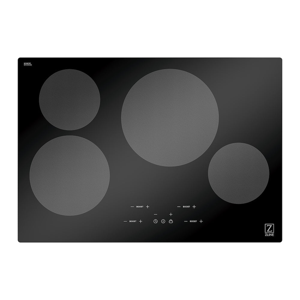 ZLINE 30 in. Induction Cooktop with 4 burners (RCIND-30) from above, showing cooking surface.