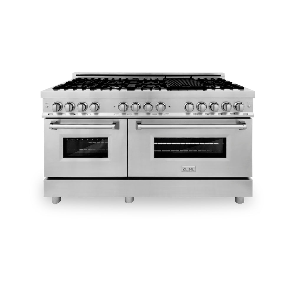 ZLINE 60 in. 7.4 cu. ft. Dual Fuel Range with Gas Stove and Electric Oven in Stainless Steel (RA60) front, oven closed.